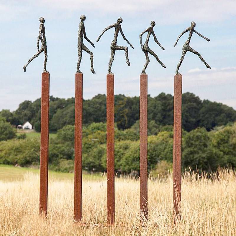 Corten steel pillar outdoor garden sculpture