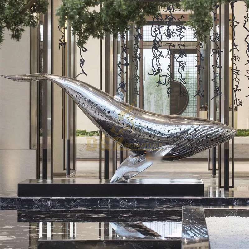 Stainless steel metal outdoor garden animal fish sculpture