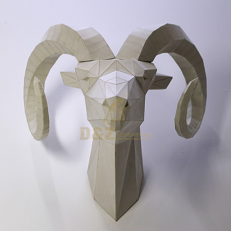 Metal animal stainless steel goat head statue