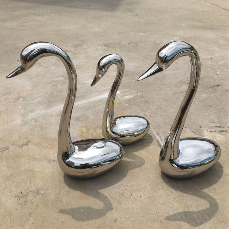 Stainless steel animal swan sculpture bird sculpture