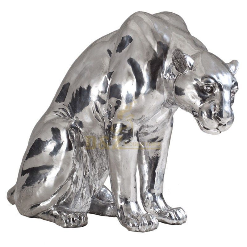 Stainless steel animal leopard sculpture