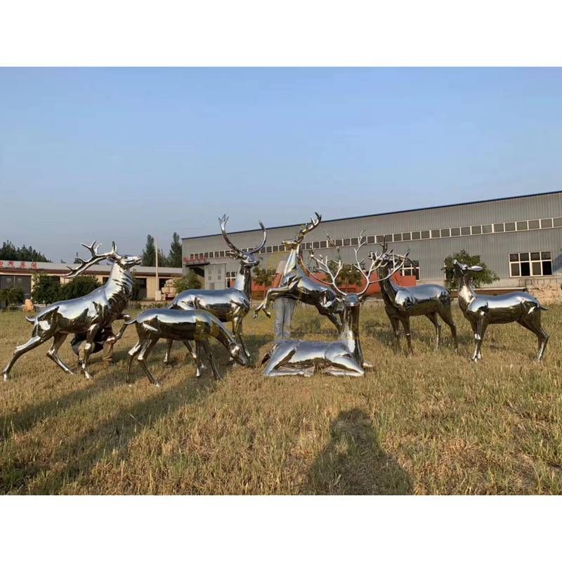 Outdoor Garden Stainless steel deer sculpture