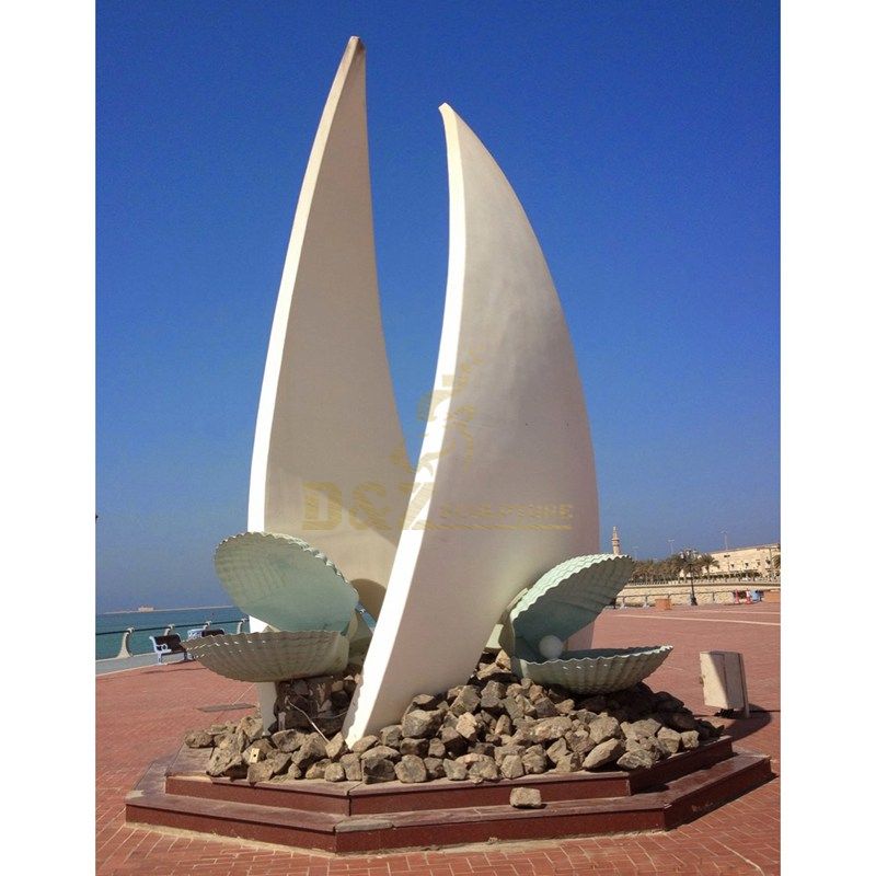 Stainless steel sea shell pearl simple design metal sculpture