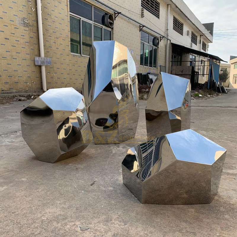 Stainless steel stone outdoor garden decorative sculpture