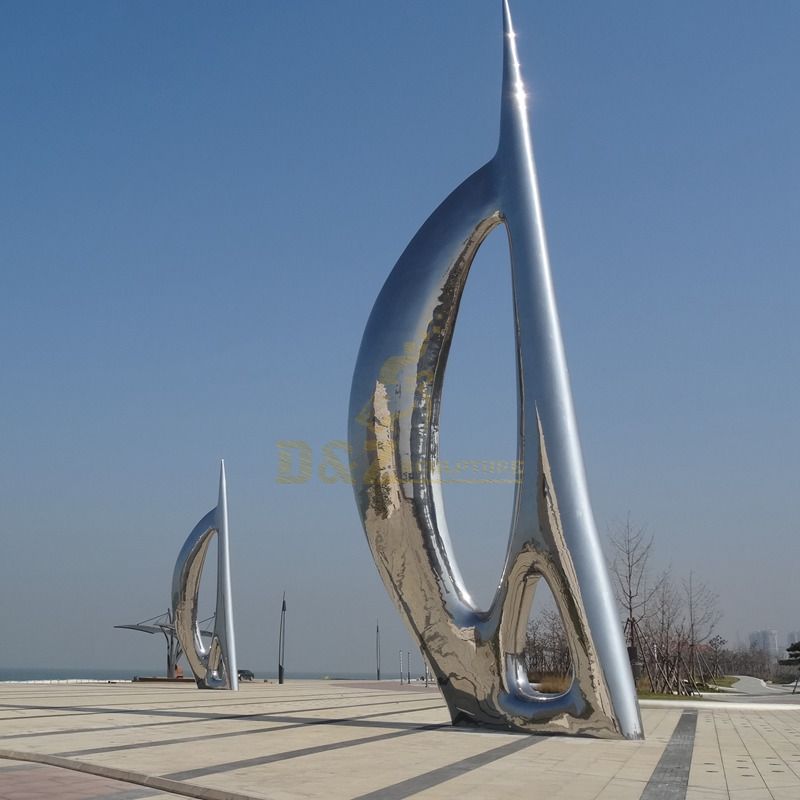 Outdoor large modern mirror metal art sculpture