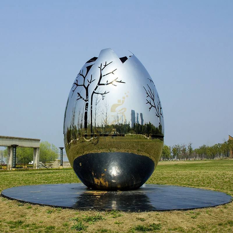 Outdoor stainless steel sculpture tree egg sculpture