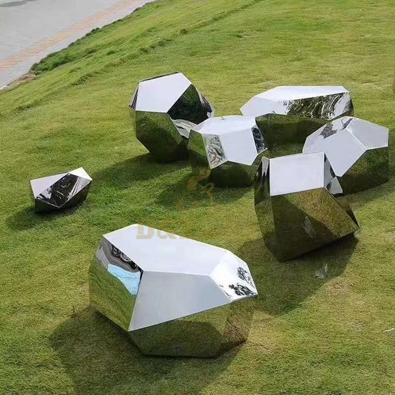 Garden seats sculpture with stainless steel chair sculpture