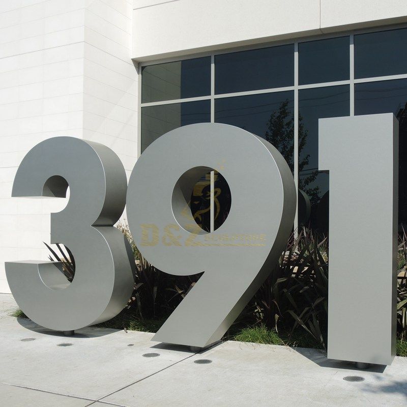 Outdoor large size brushed stainless steel letter sculptures