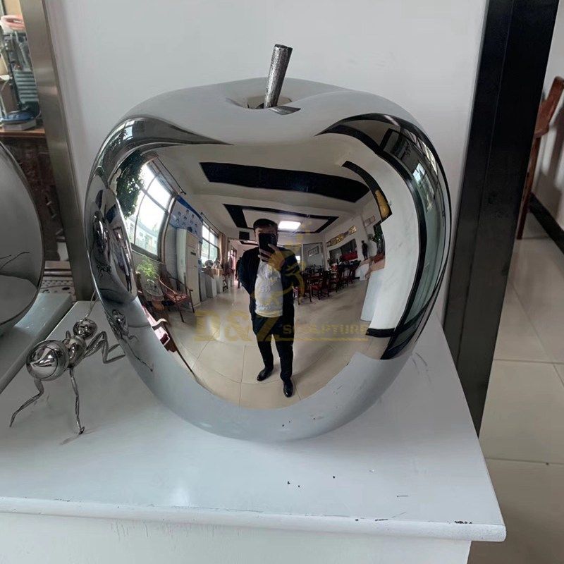 High Polished Stainless Steel Apple Sculpture for Outdoor Decoration