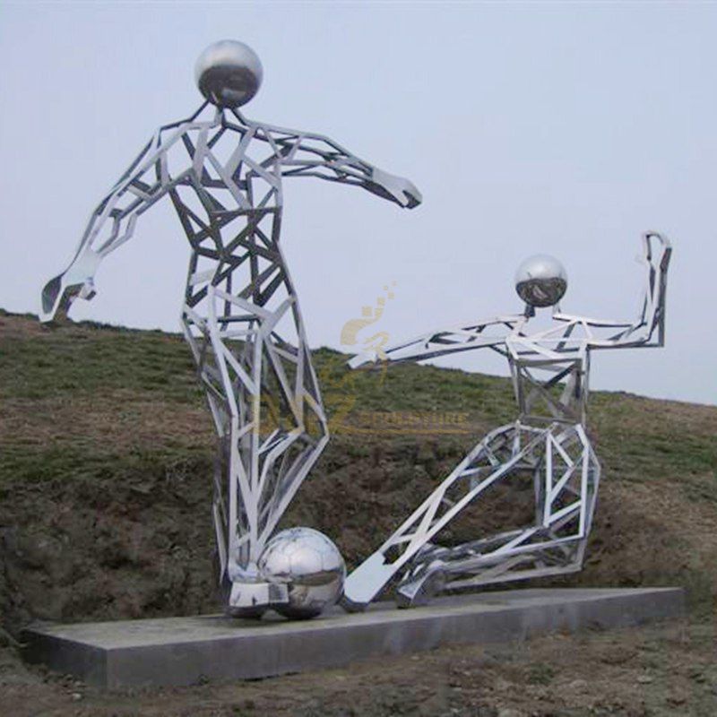 Outdoor abstract figure stainless steel football art sculpture