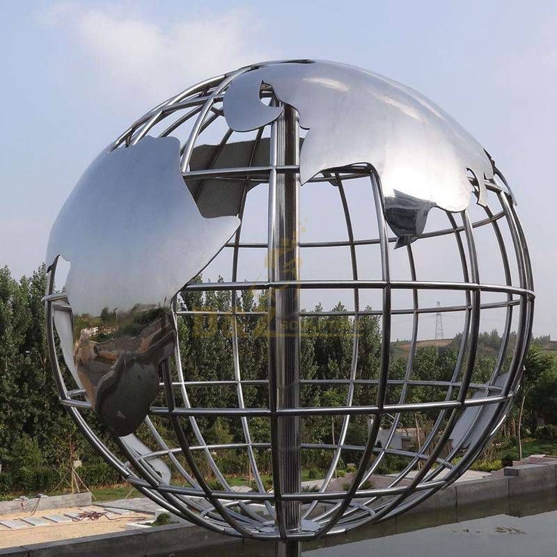 metal city center stainless steel world globe sculpture