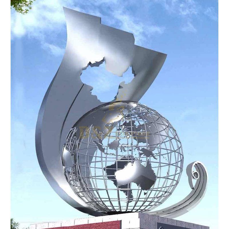 stainless steel garden outdoor antique world decorative metal globe