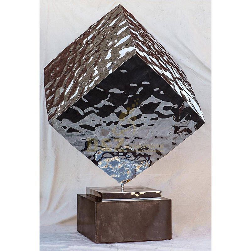 Stainless steel geometric pattern mirror wave square modern sculpture