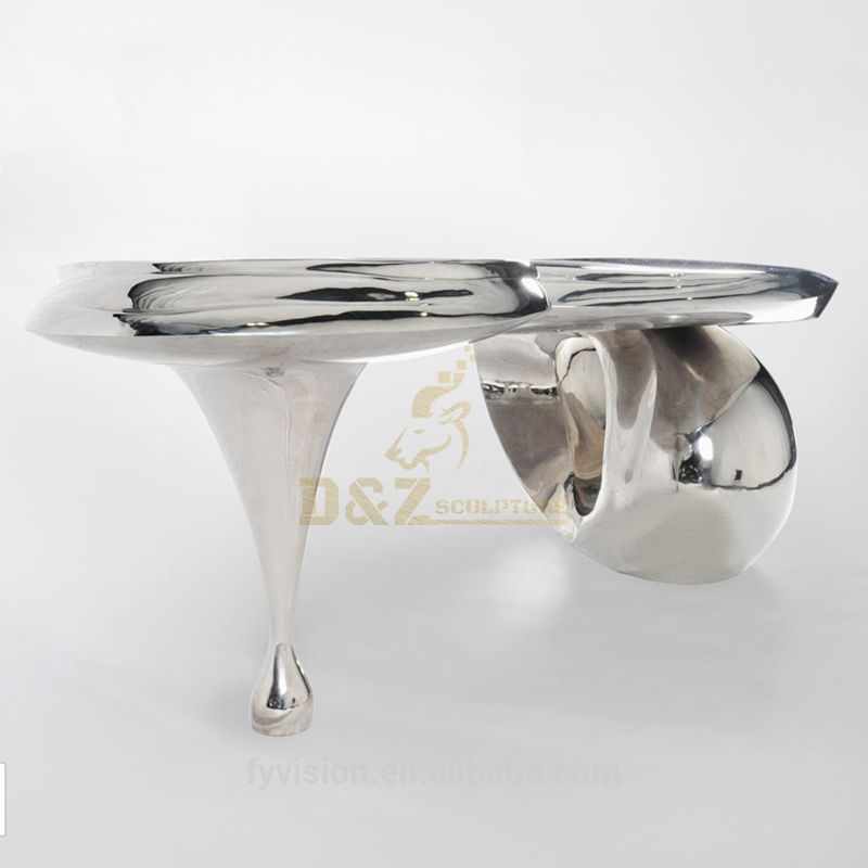 Indoor stainless steel flower metal art table sculpture