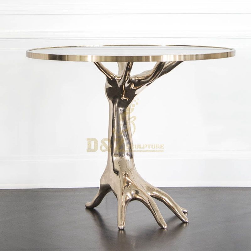 Sculpted coffee table stainless steel mirror two-handed table sculpture