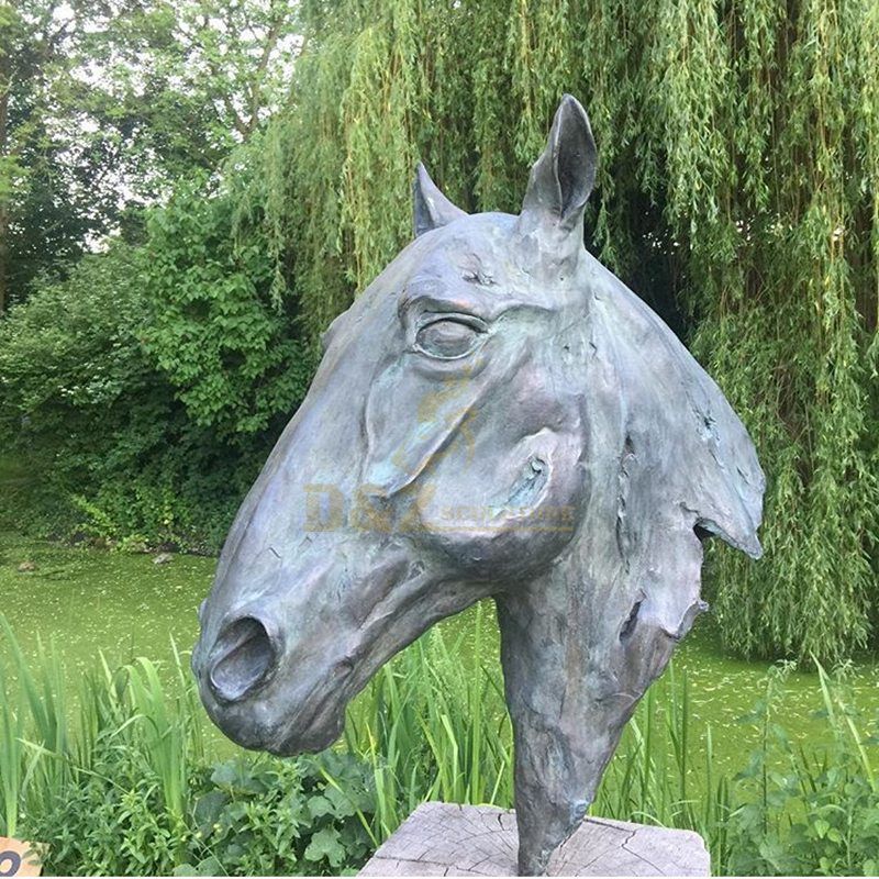 Garden Decoration Art Bronze Horse Head Sculpture Animal Bronze Statue