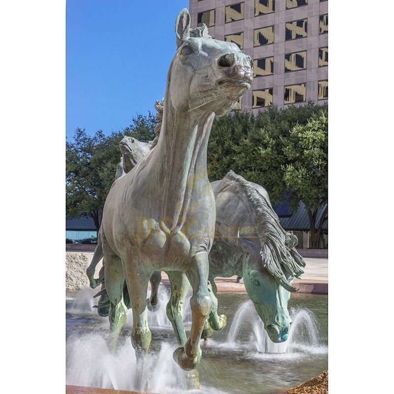 Garden outdoor sculptures running horses large bronze water fountain statue