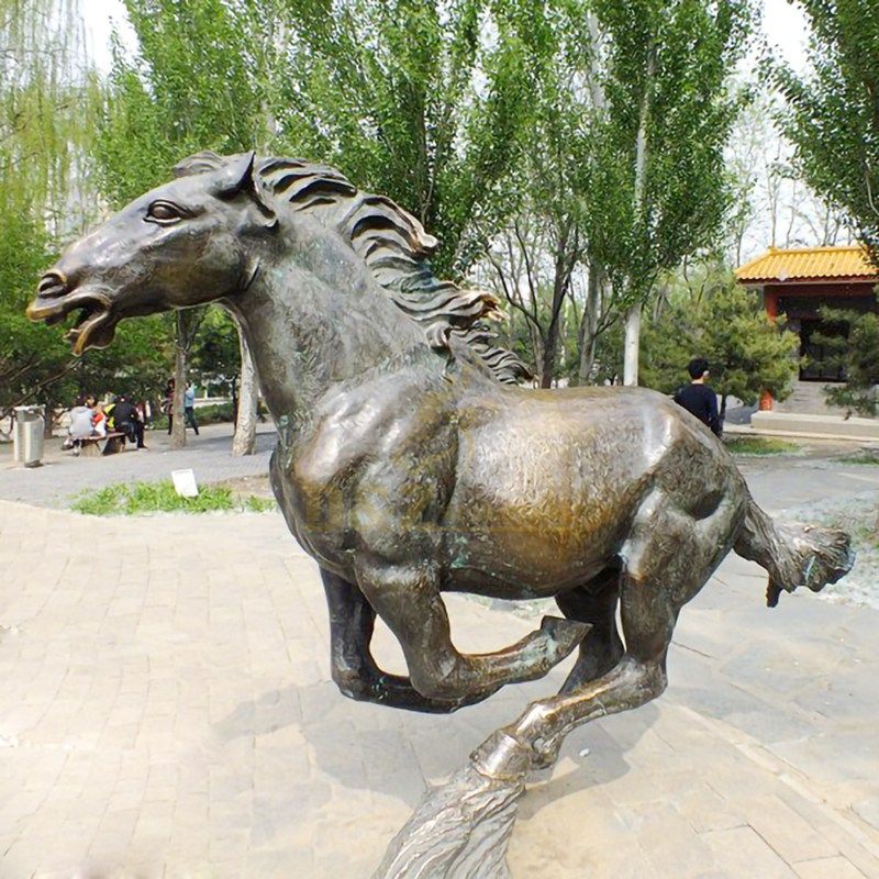Outdoor large running bronze horse sculpture