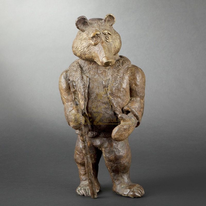 Factory supply large size custom handmade casting bronze bear sculpture