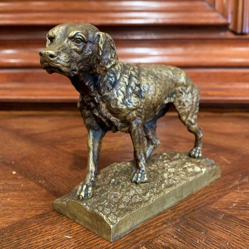 Garden decorative statue metal casting modern life-size bronze standing dog sculpture