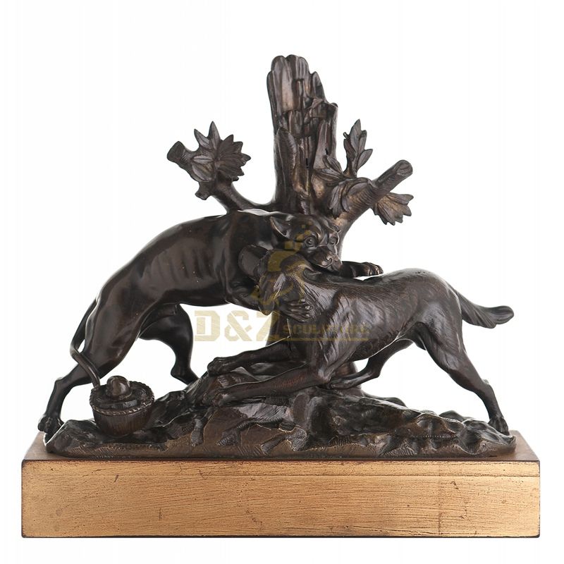 Outdoor animal bronze dog statues for garden fighting