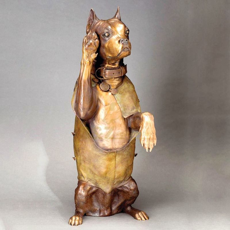 Military salute copper dog sculpture home decoration