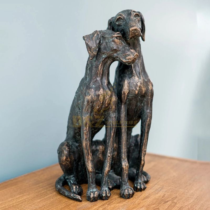 Blind date love life size bronze dog sculpture