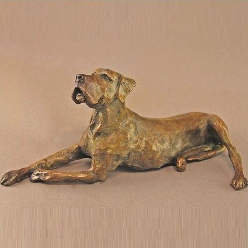 Antique cast life size garden decoration metal golden statue bronze animal dog sculpture for sale