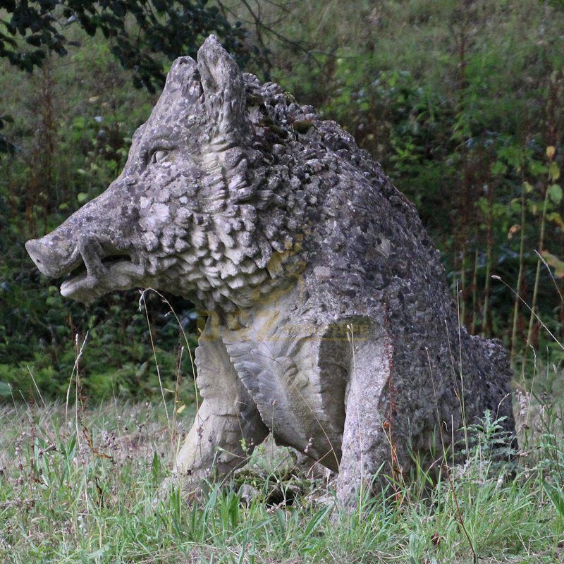 Life size brass garden wild boar sculpture