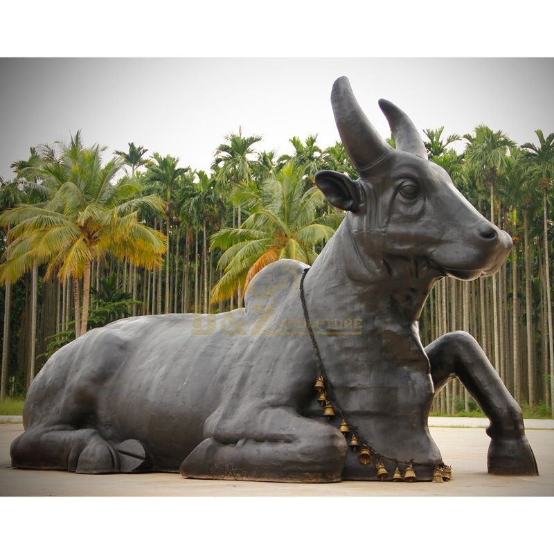 Large realistic metal bronze cow animal sculpture
