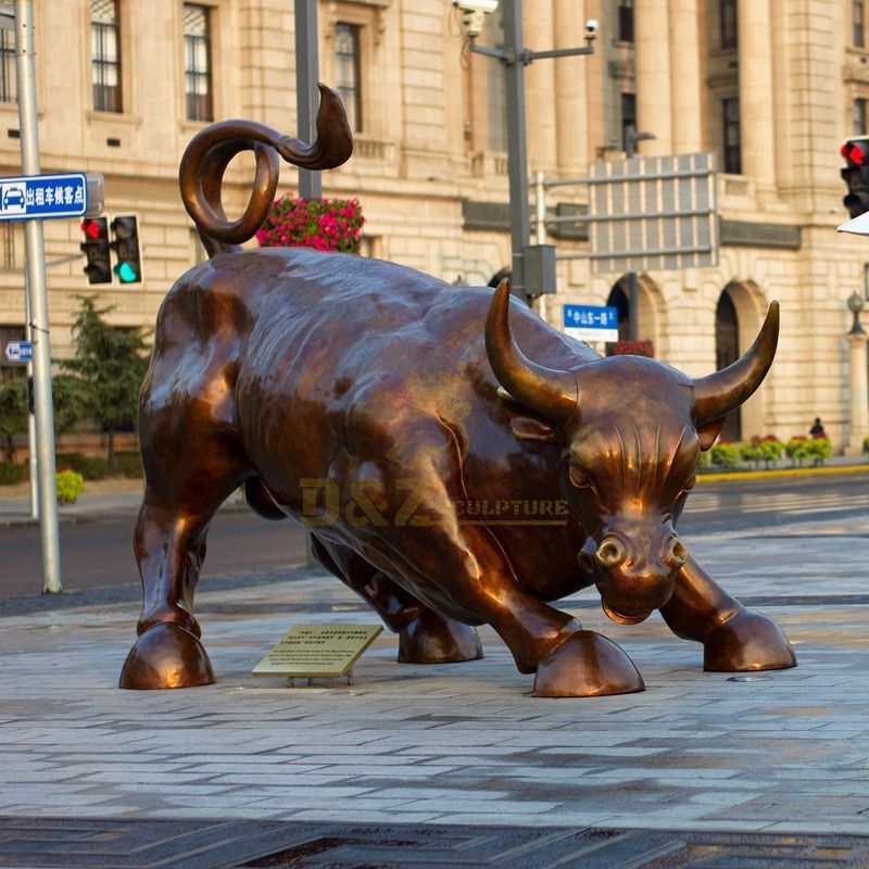 Large Animal Cast Bronze Abstract Bull Sculpture