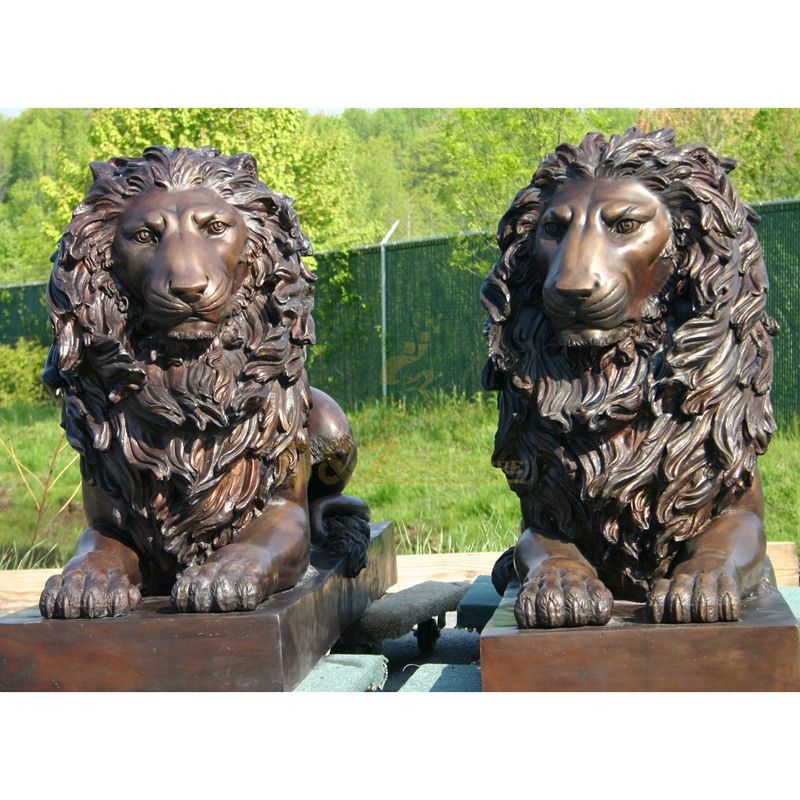 Large life size bronze lions statue on sale