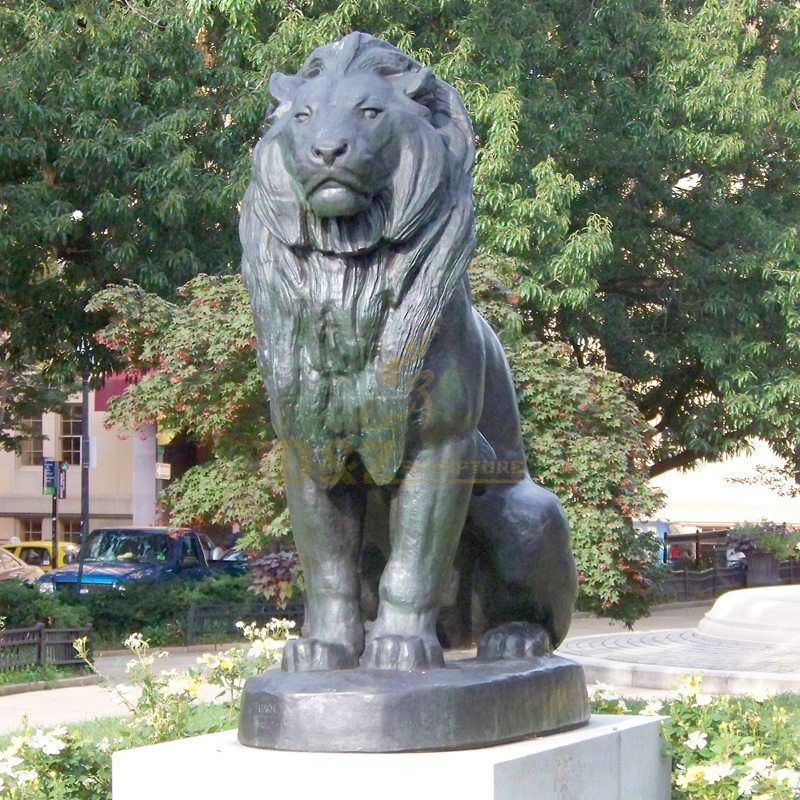 Outdoor lion statue brass bronze sitting lion sculpture