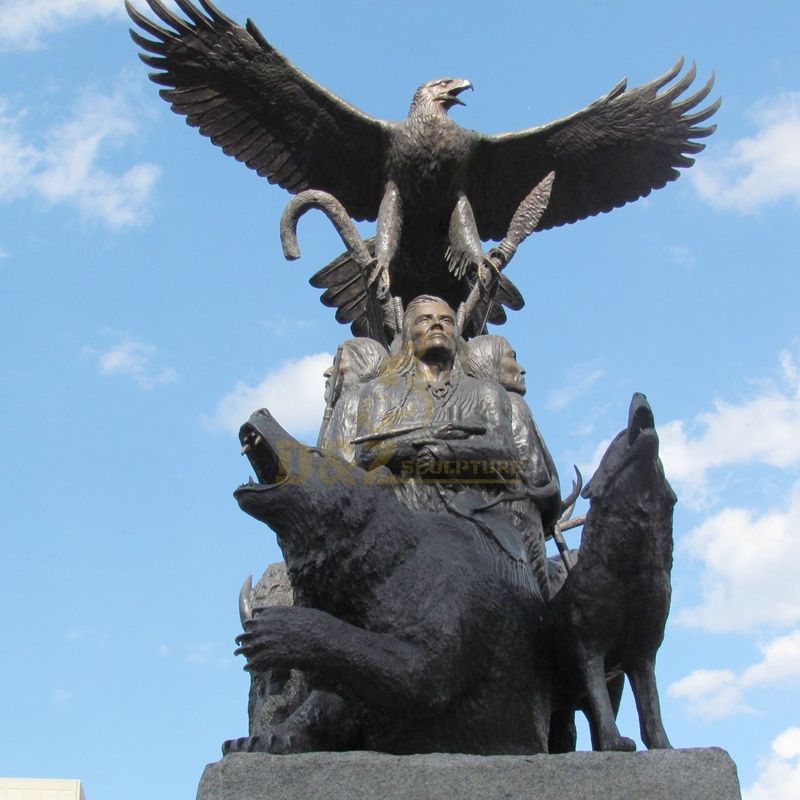 Outdoor bronze road figure wolf eagle bear animal sculpture