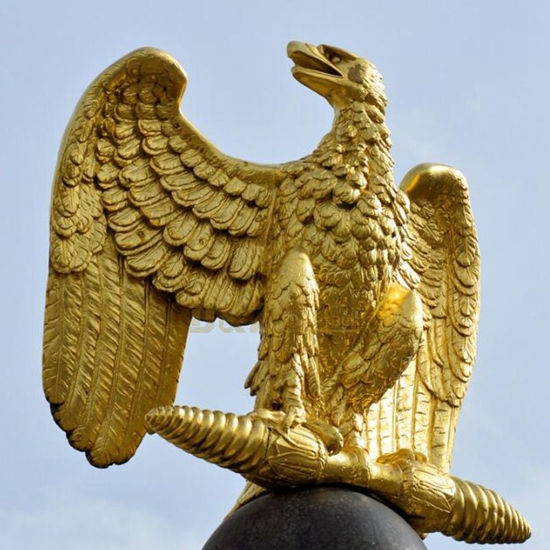 Custom antique bronze metal sculpture of eagle