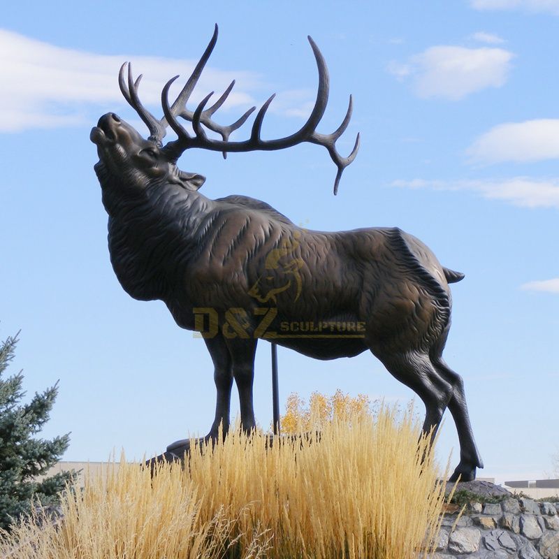 Walking elk bronze outdoor wildlife animal sculpture