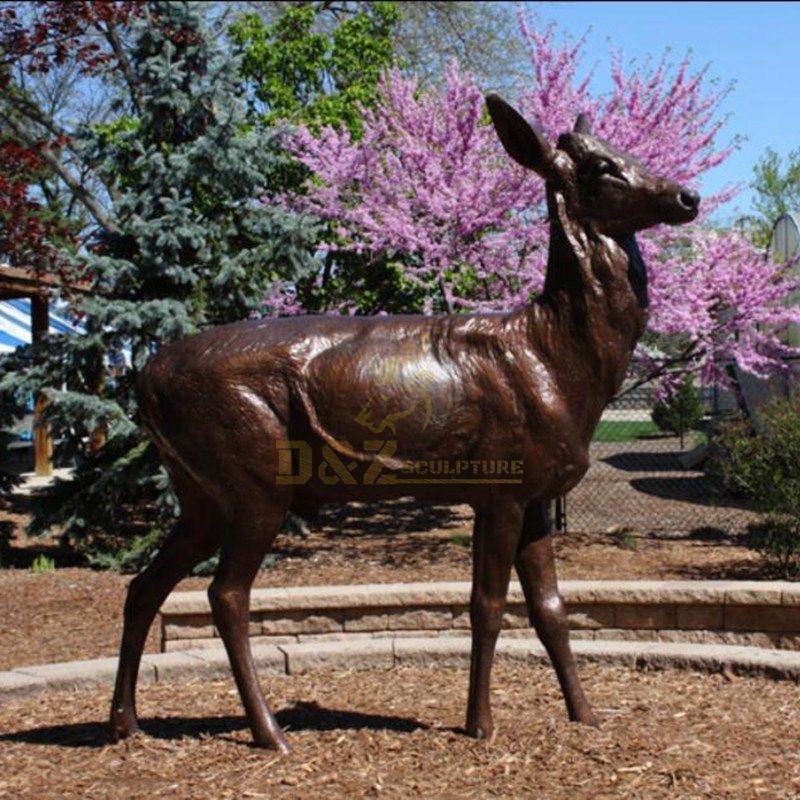 Outdoor decor brass bronze life size deer sculpture