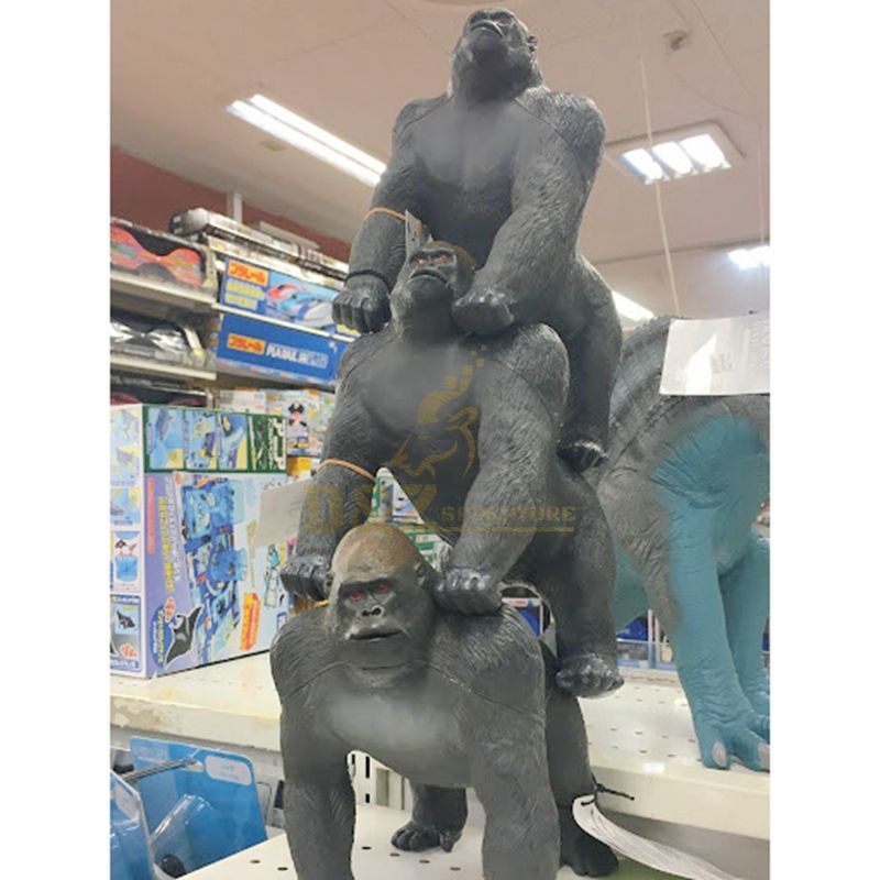 Large outdoor life size bronze gorilla statue