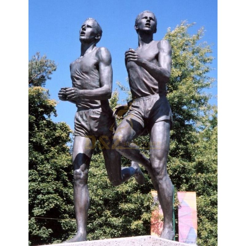 Male outdoor decorative figure running athlete bronze statue