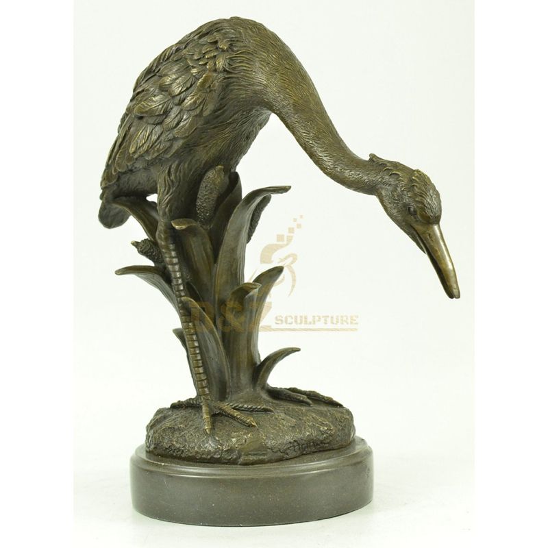 Antique beautiful decorative bronze crane sculpture