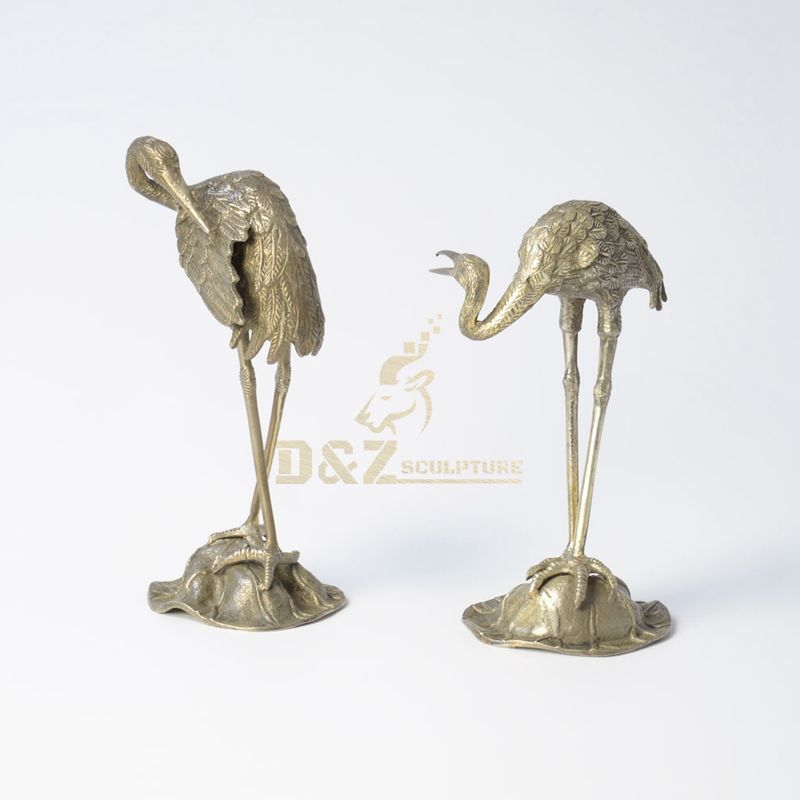 Large bronze statues crane birds metal animal sculpture