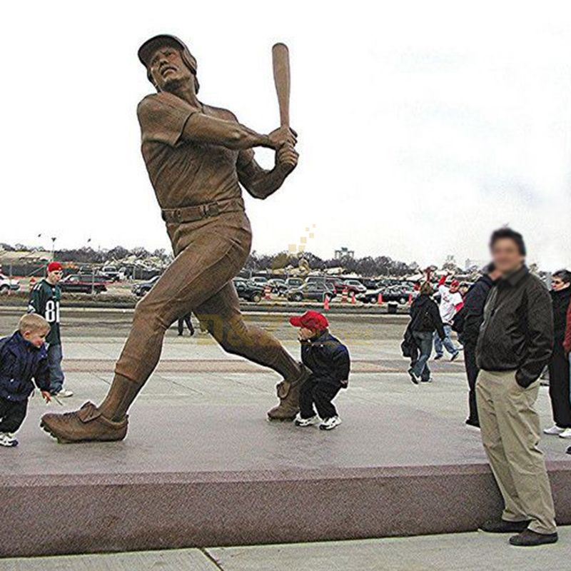 Large size metal craft sports figures statues baseball player sculpture