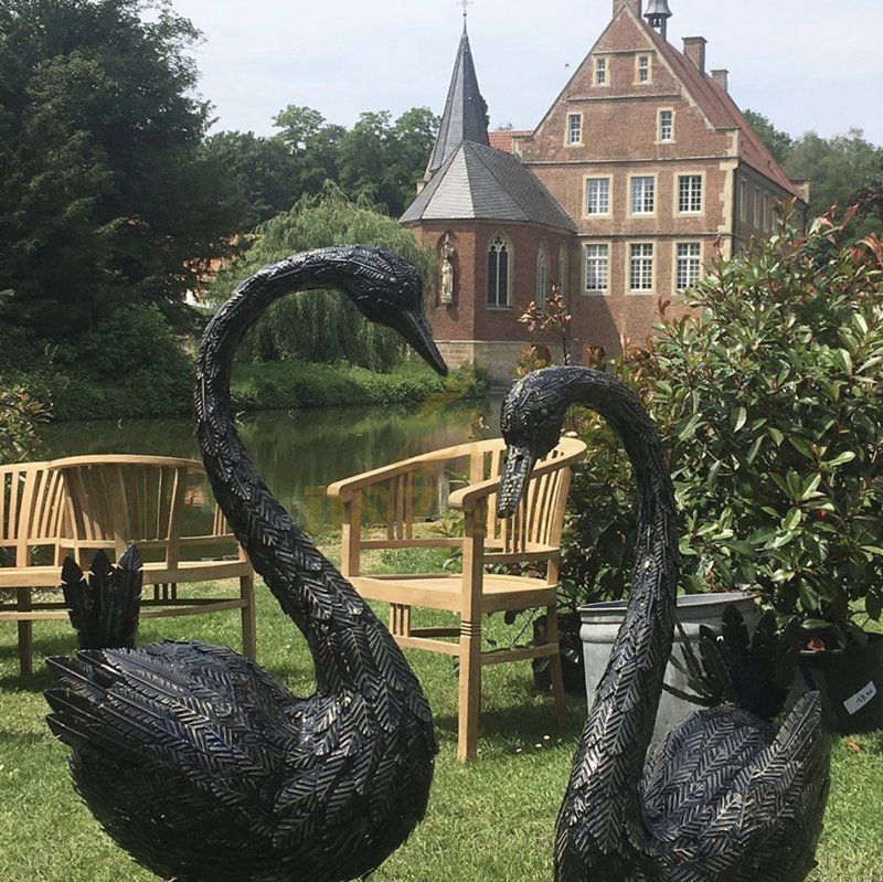 Bronze  black swan statues for sale