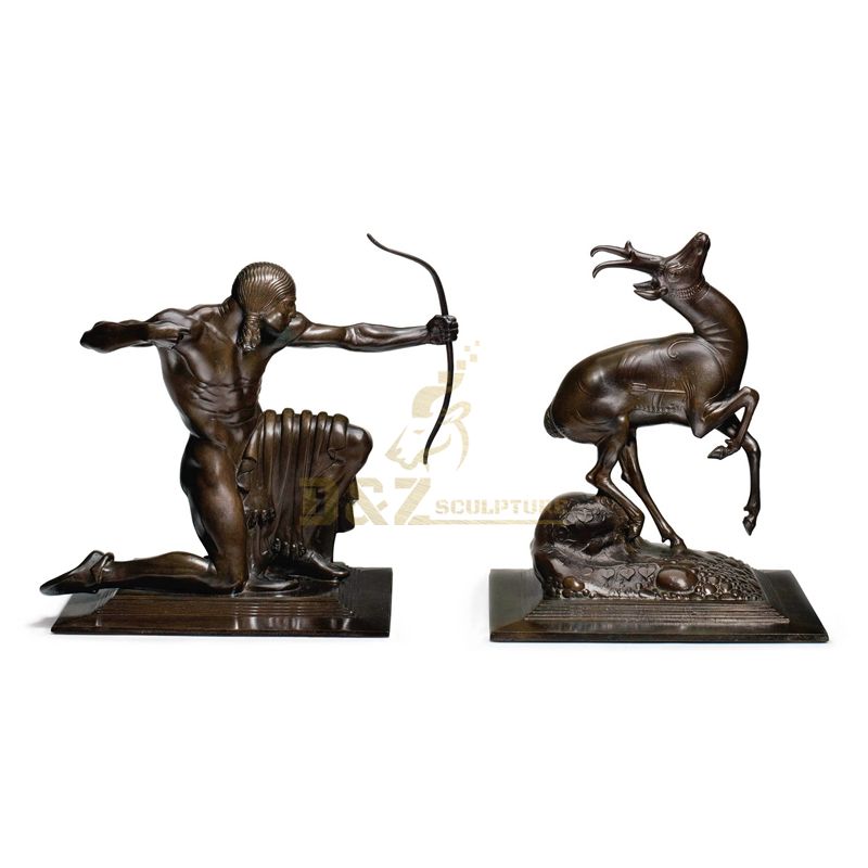 Life size bronze garden antelope hunter statue for sale