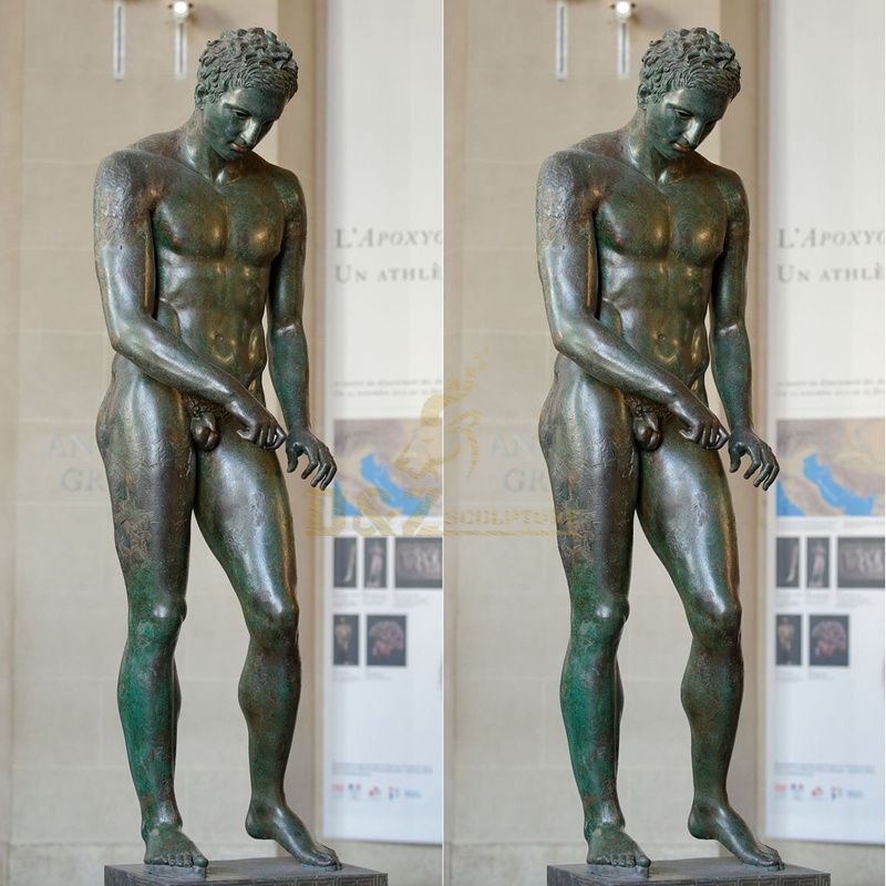 Male outdoor decorative figure running athlete bronze statue