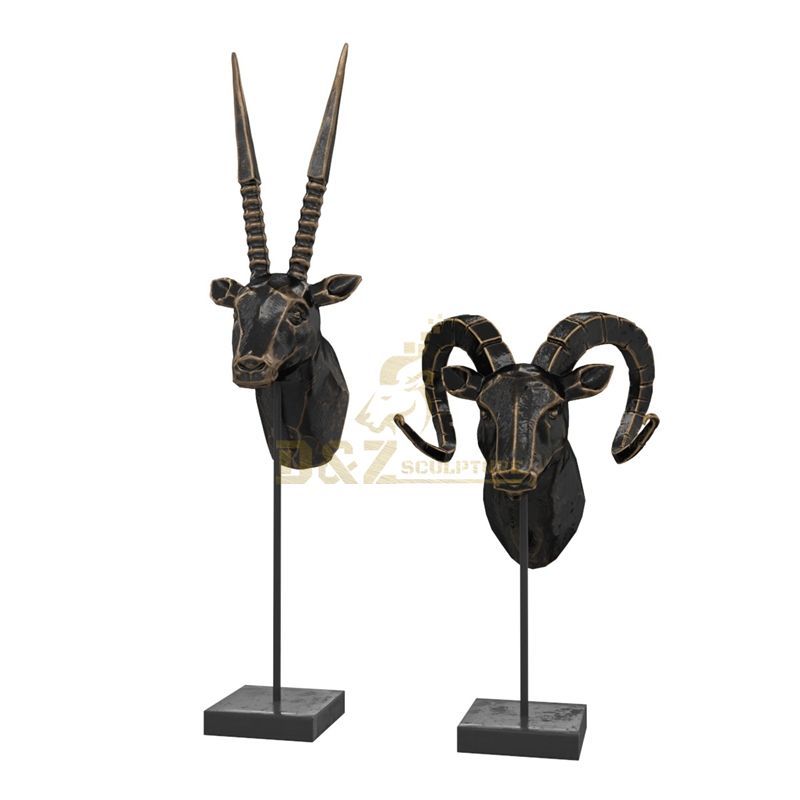 Brass Animal Head Sculpture Bronze Antelope Statue