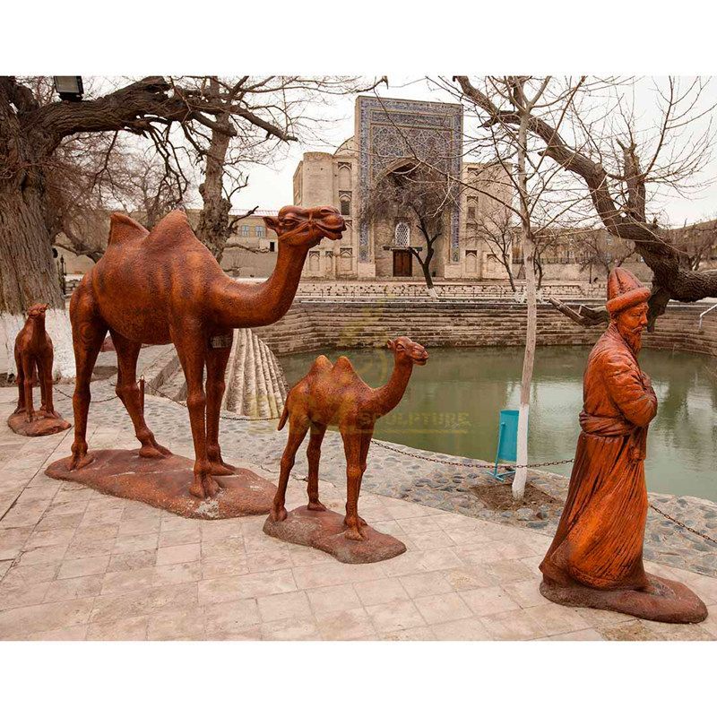 Outdoor Three Life Size Bronze Camel Sculpture