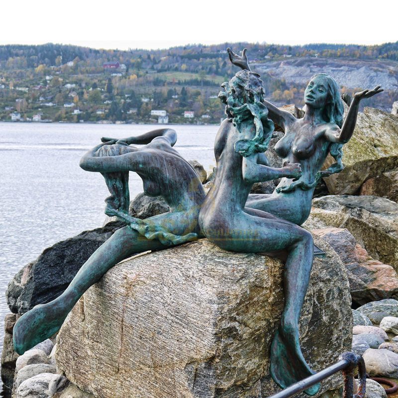 Popular Designs Decorative Life Size bronze mermaid statue