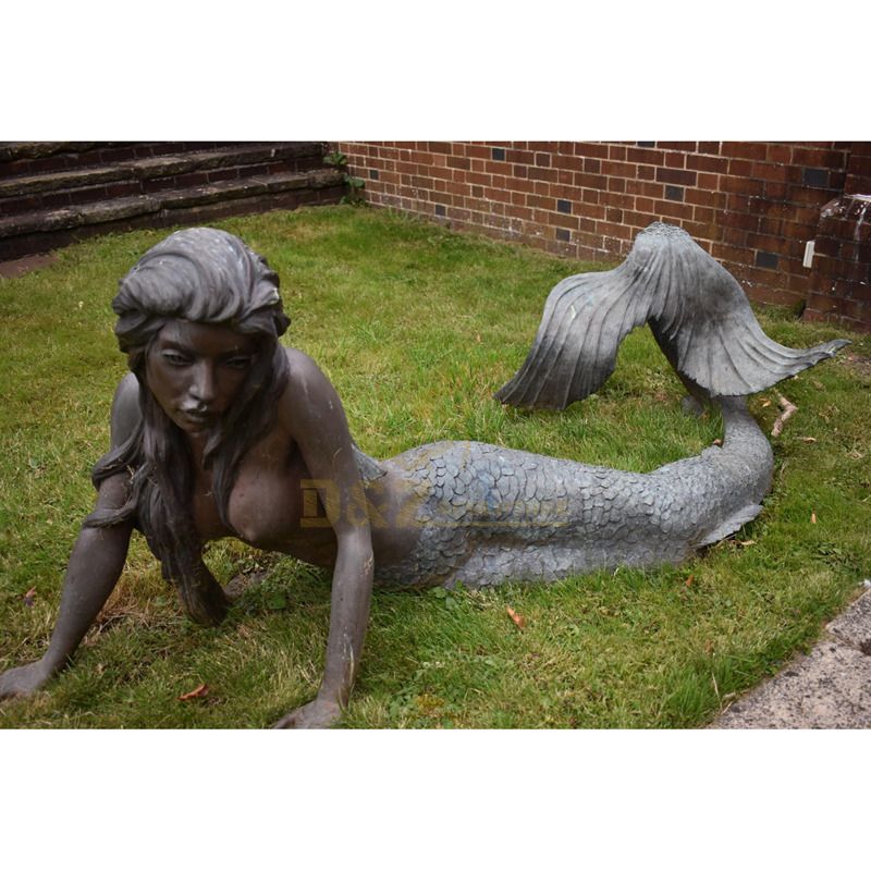 Antique cast mermaid shape decorative statue for home and garden