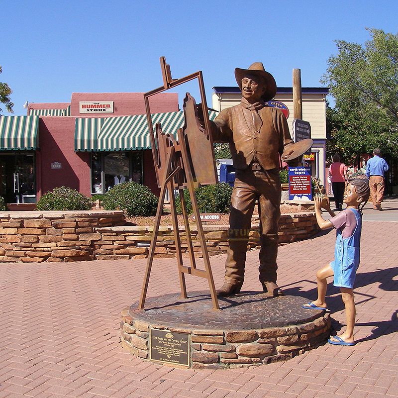 famous outdoor art decor casting life size Western bronze cowboy statue sculpture